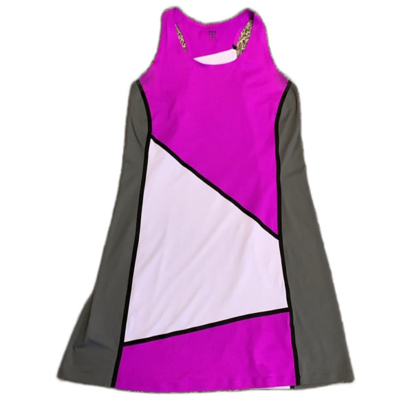 Title Nine Diamalete Purple Gray Colorblock Sleeveless Racerback Dress Size L - Picture 1 of 11
